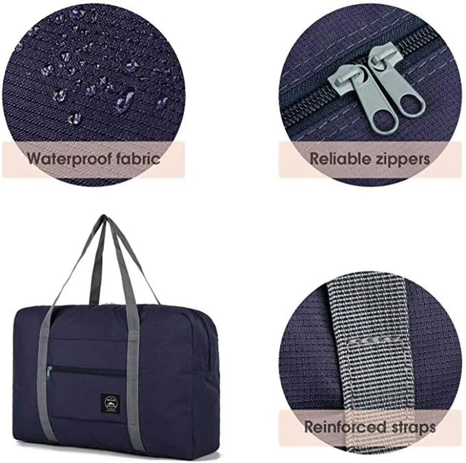 2 Pack Foldable Travel Duffel Bag, Lightweight Carry On Luggage Bag for Women and Men, Waterproof Multipurpose Sport Duffle for Sports, Gym, Vacation