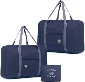 2 Pack Foldable Travel Duffel Bag, Lightweight Carry On Luggage Bag for Women and Men, Waterproof Multipurpose Sport Duffle for Sports, Gym, Vacation