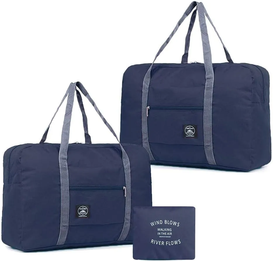 2 Pack Foldable Travel Duffel Bag, Lightweight Carry On Luggage Bag for Women and Men, Waterproof Multipurpose Sport Duffle for Sports, Gym, Vacation
