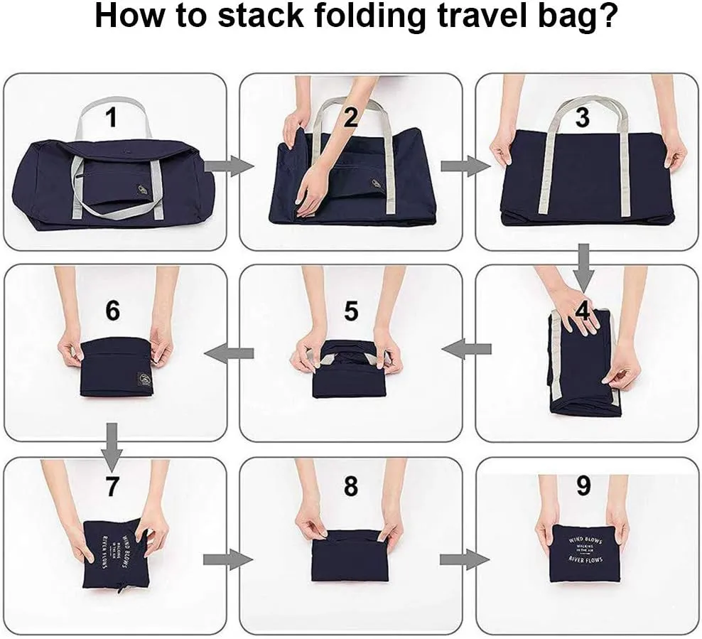 2 Pack Foldable Travel Duffel Bag, Lightweight Carry On Luggage Bag for Women and Men, Waterproof Multipurpose Sport Duffle for Sports, Gym, Vacation