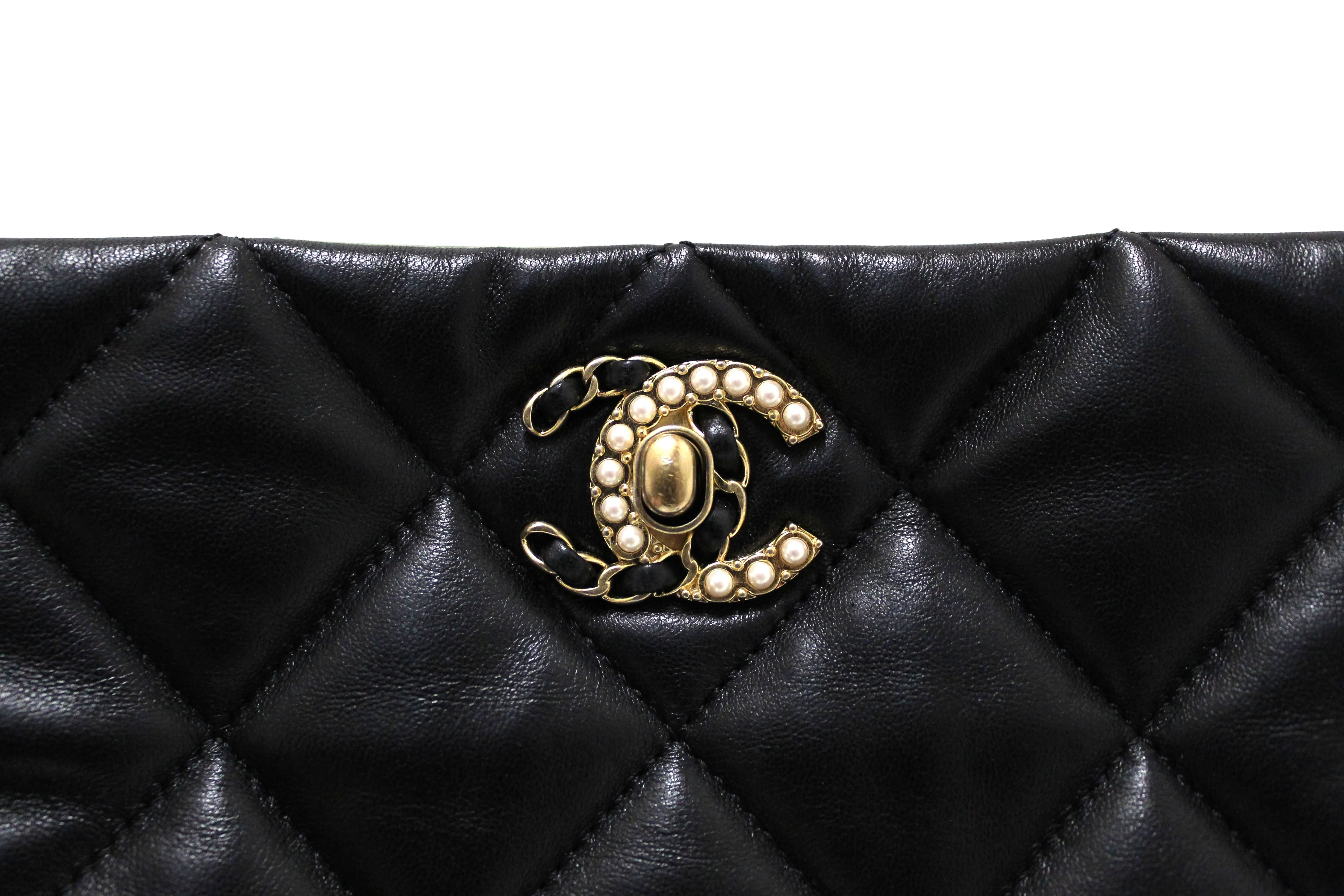 Authentic Chanel Black Lambskin Quilted Crush on Chains Hobo Bag