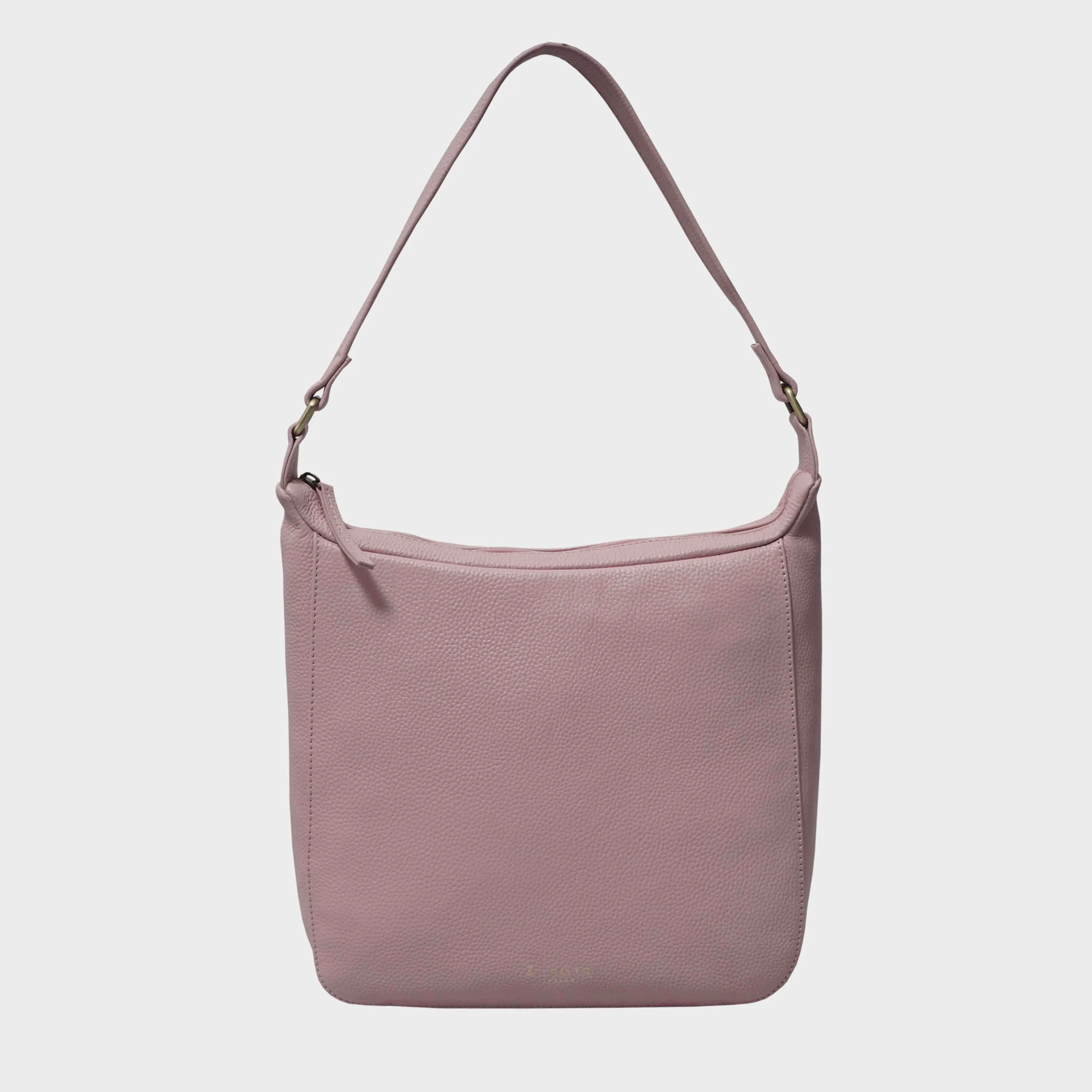 'BIANCA' Pale Pink Pebble Grain Leather Slouchy Hobo Bag