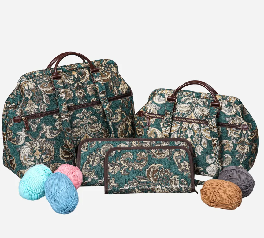 Blossom Green-Gold Knitting Project Bag