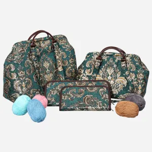 Blossom Green-Gold Knitting Project Bag