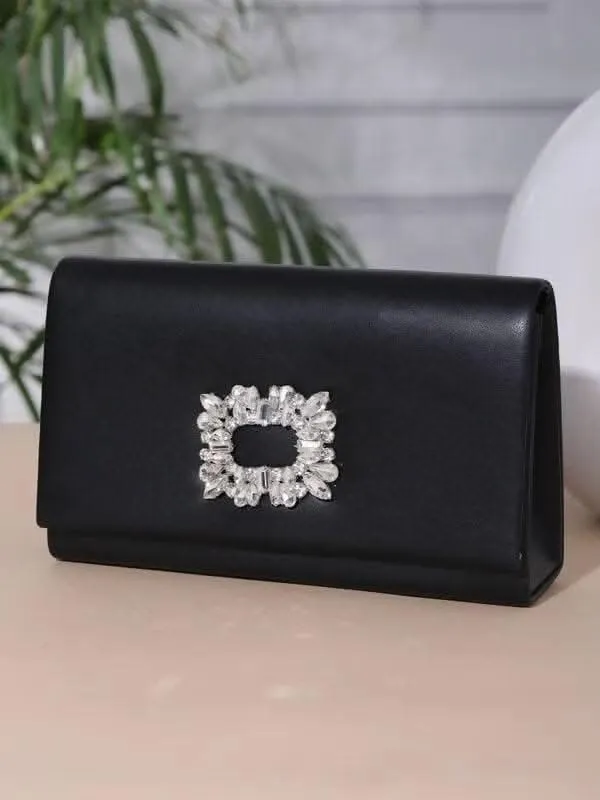 Blue Framed Foldover Clutch Detachable Chain Sling Strap Ladies Purse For Women's(MULTI-COLOURS)