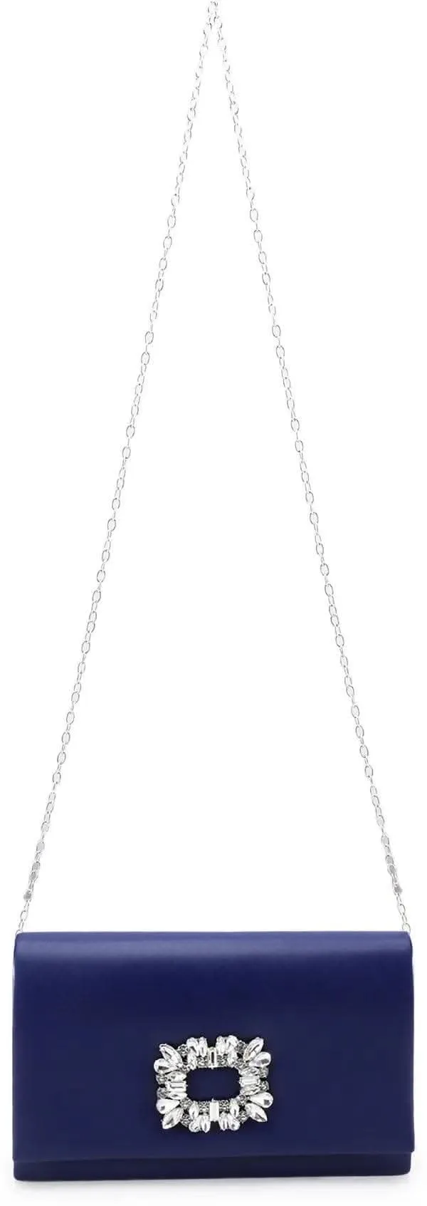 Blue Framed Foldover Clutch Detachable Chain Sling Strap Ladies Purse For Women's(MULTI-COLOURS)
