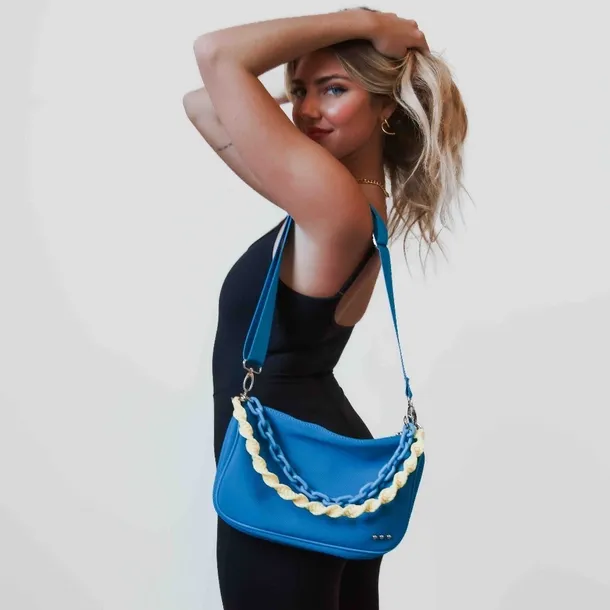 Bright Blue Triple Strap Crossbody Shoulder Bag