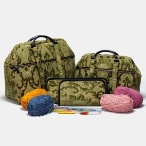 Burnout Velvet Fern Green Knitting Project Bag