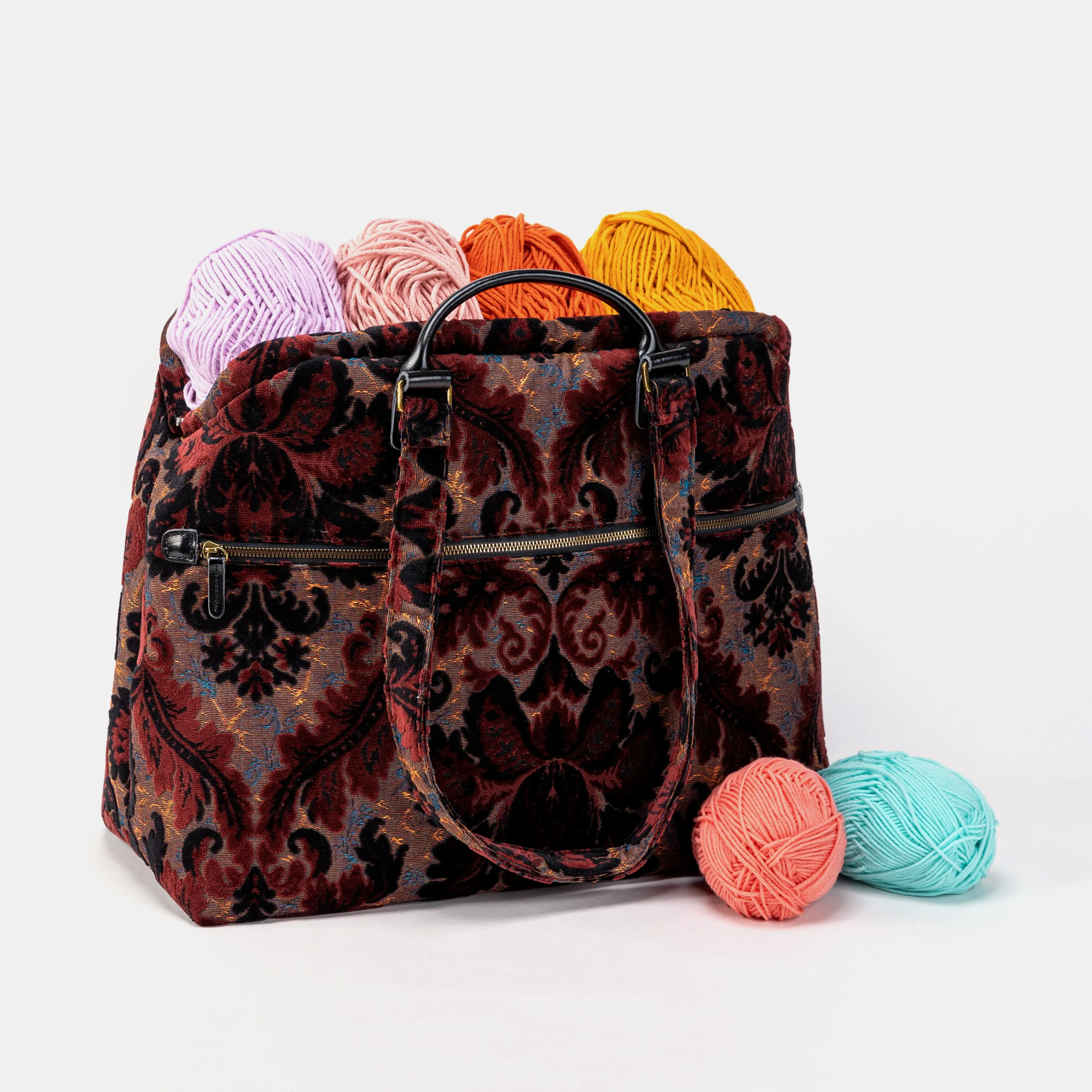 Burnout Velvet Revival Sephia Knitting Project Bag