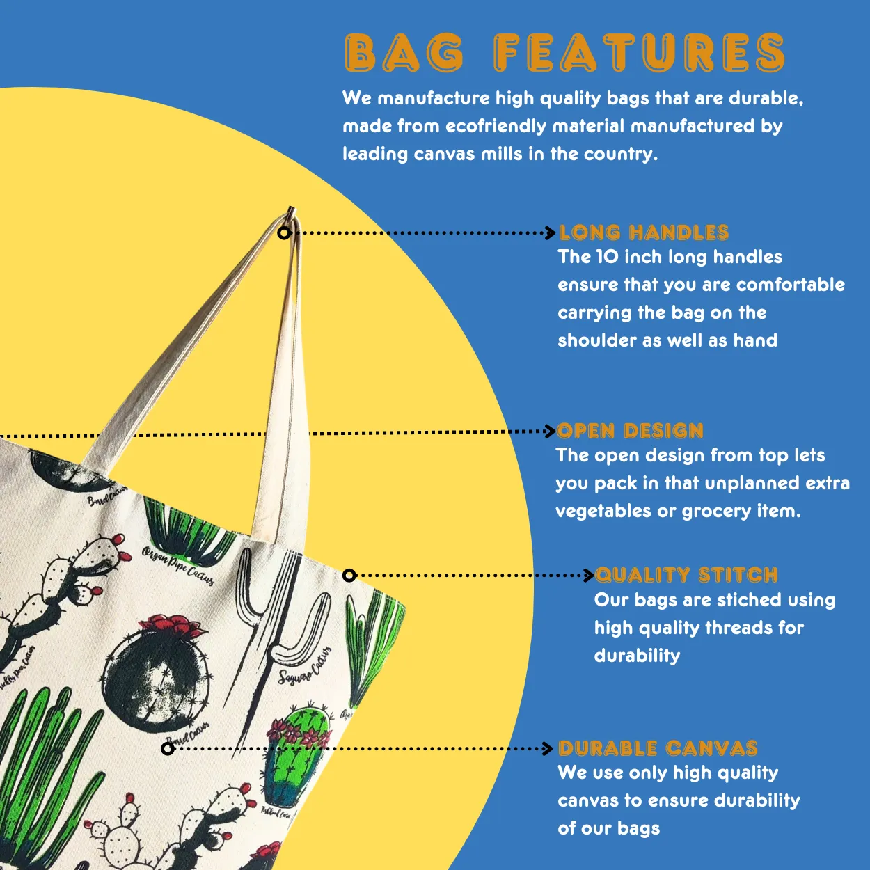 Canvas Shopping Bag - Cactus