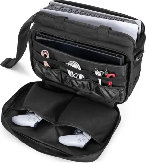Carry Bag Compatible with Starlink Mini / PS5 Console, Outdoor Carrying Case with Multi-Pockets for 15.6'' Laptop, Controllers, Kickstand, Pipe Adapter