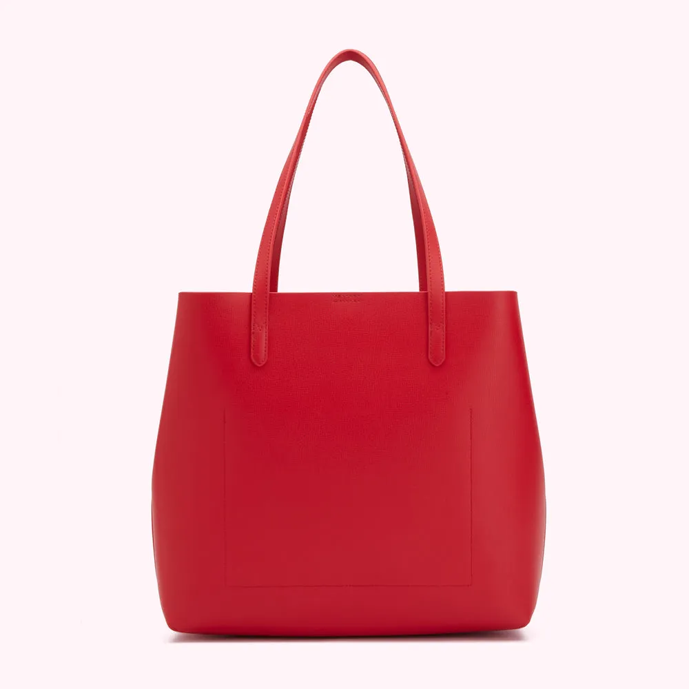 CLASSIC RED LEATHER LARGE IVY TOTE BAG