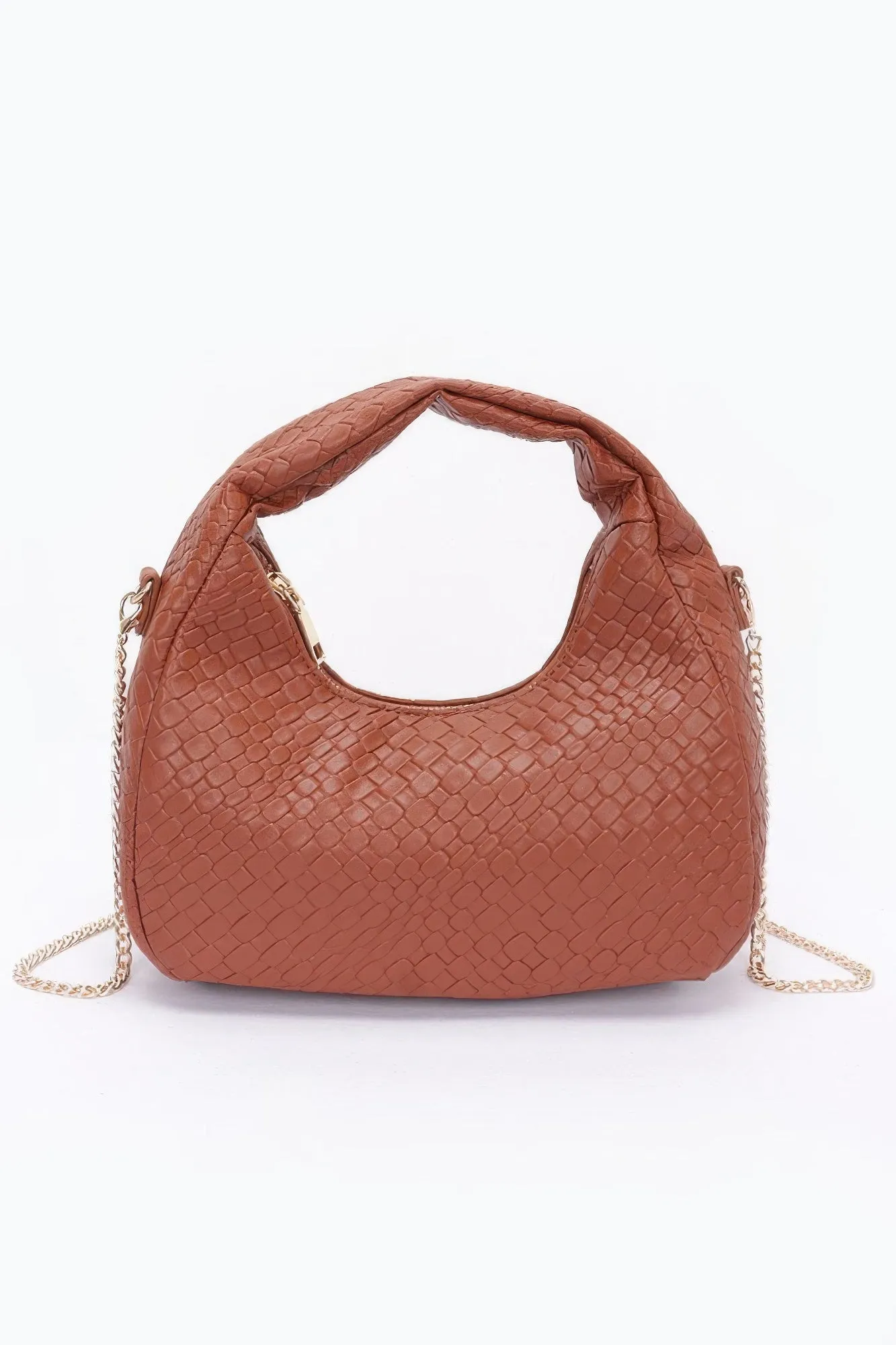 Embossed Faux Leather Hobo Bag