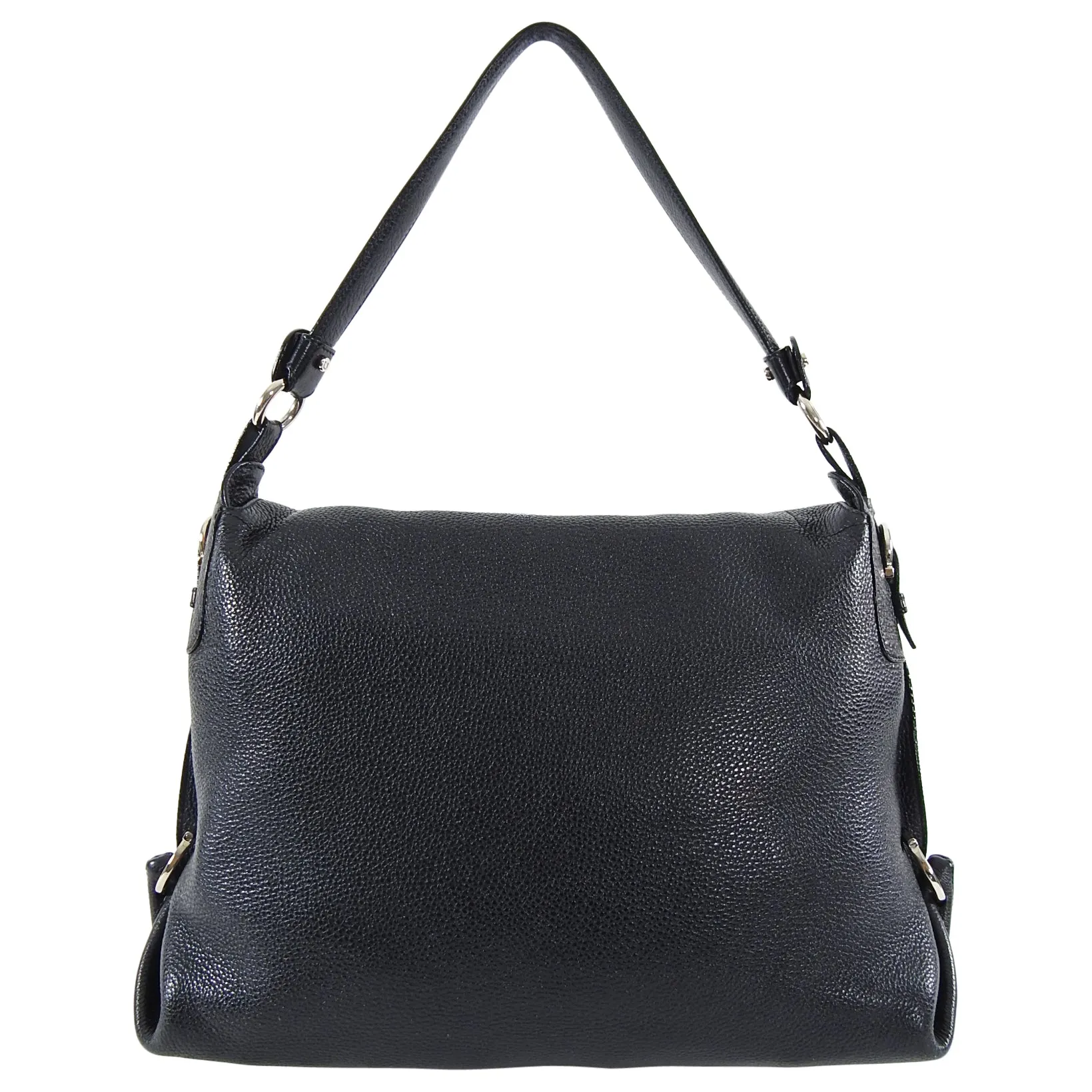 Ferragamo Black Grained Leather Sofia Hobo Bag