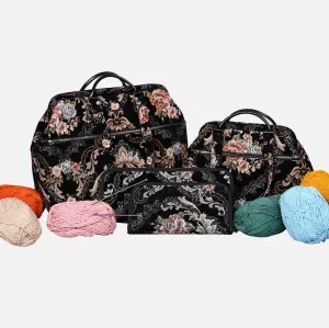 Floral BLK/BLK Knitting Project Bag