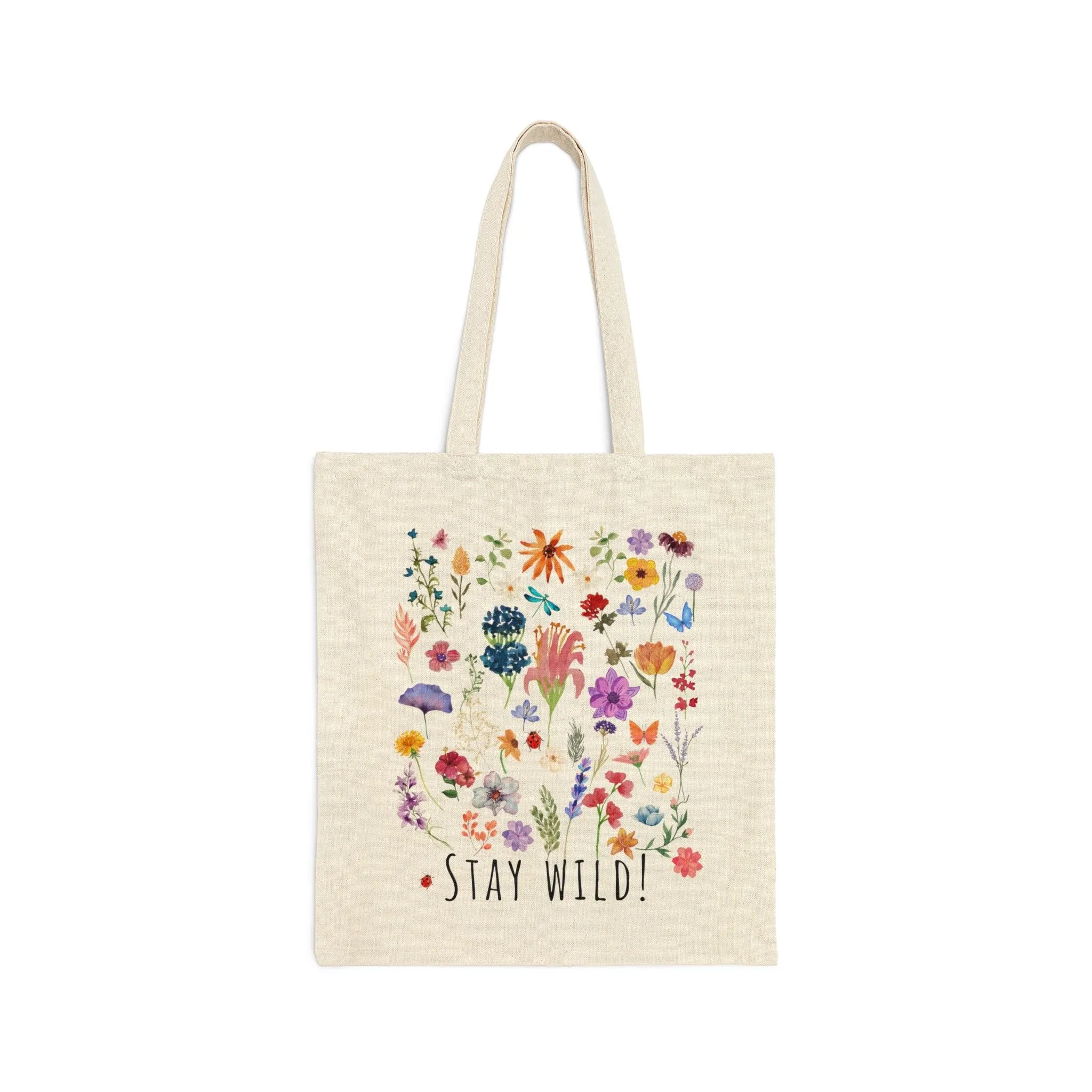 Floral Tote Bag Wildflower Totes Canvas Tote Bag Shopping Bag Gift For Women Totes Birthday Gift Bag Bridal Gift Tote Bag Library Bag