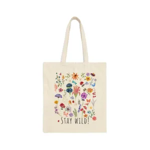Floral Tote Bag Wildflower Totes Canvas Tote Bag Shopping Bag Gift For Women Totes Birthday Gift Bag Bridal Gift Tote Bag Library Bag