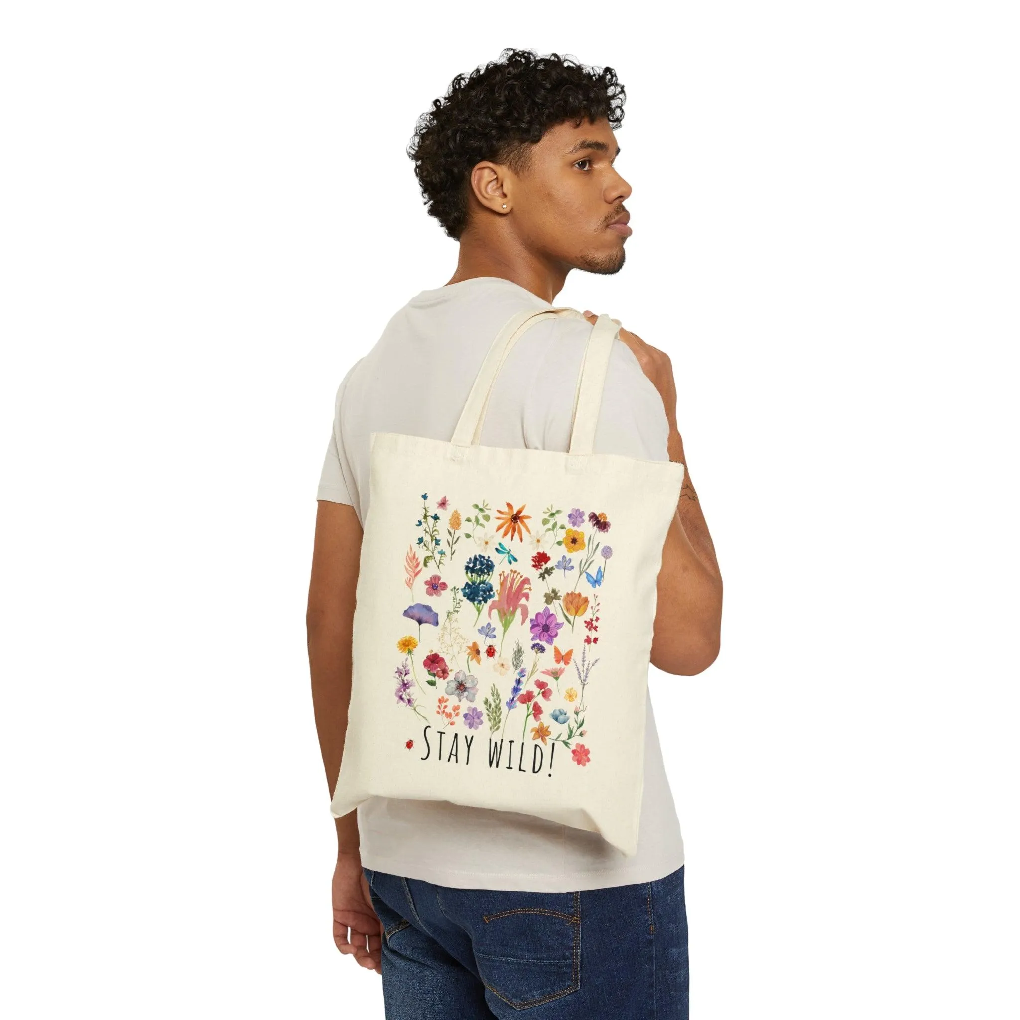 Floral Tote Bag Wildflower Totes Canvas Tote Bag Shopping Bag Gift For Women Totes Birthday Gift Bag Bridal Gift Tote Bag Library Bag
