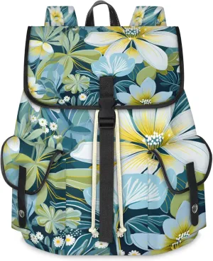 Gardenia Flower Travel Backpack for Women,Fits 15.6 Inch Laptop Bag, Fashion Travel Work Commuter Anti-theft Bag