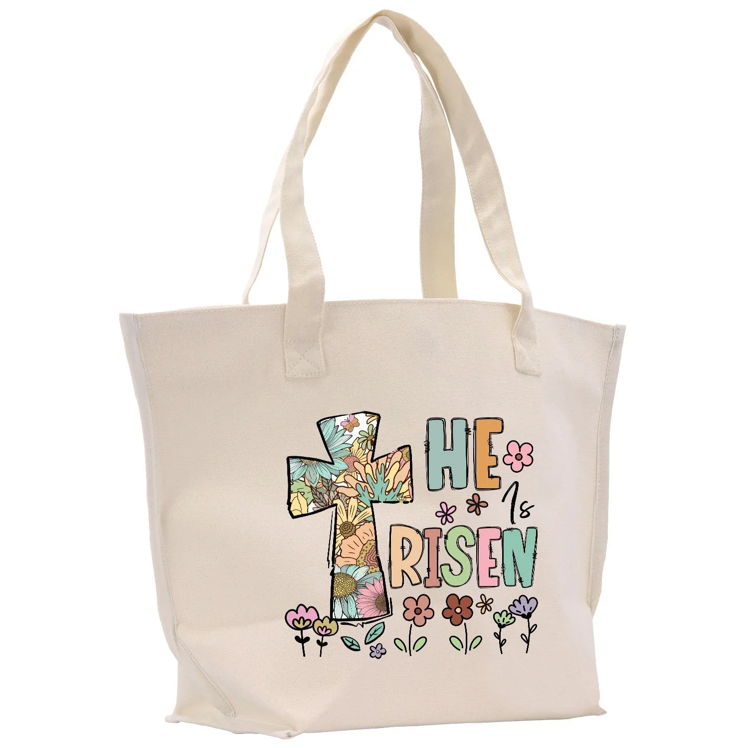 He is Risen Christian Cotton Canvas Tote Bag For Women Religious Gifts Church Tote Inspirational Bible Bag Gift For Religious Mother