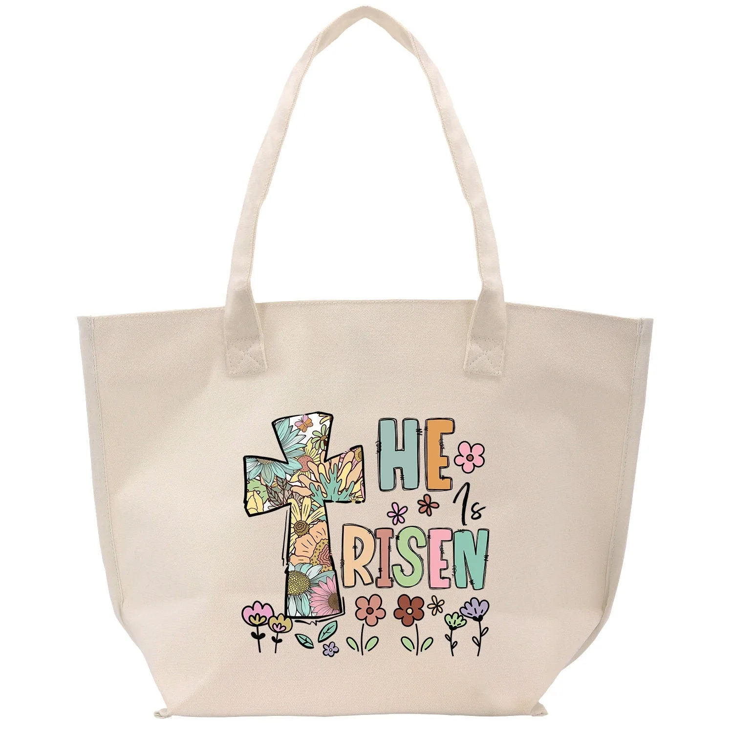 He is Risen Christian Cotton Canvas Tote Bag For Women Religious Gifts Church Tote Inspirational Bible Bag Gift For Religious Mother