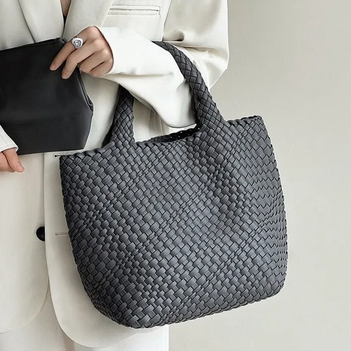 Ibiza Faux Leather Woven Tote - 21 Colors