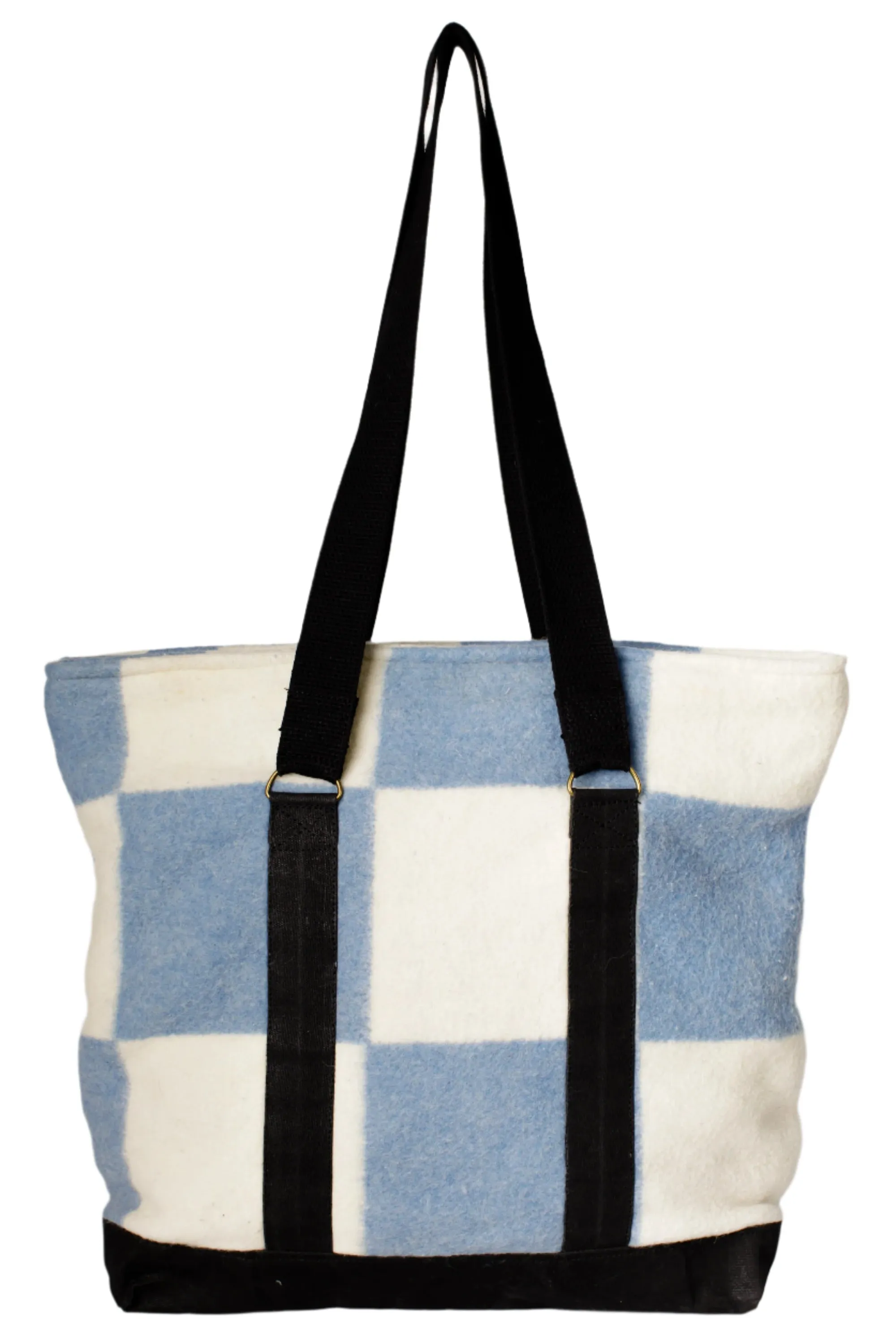 Large Wool Checkered Tote Bag