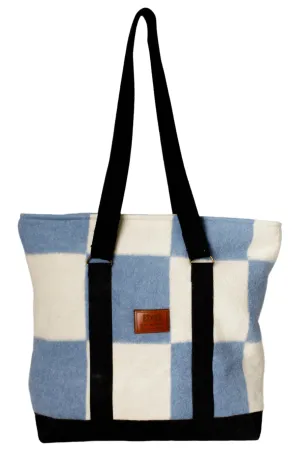 Large Wool Checkered Tote Bag