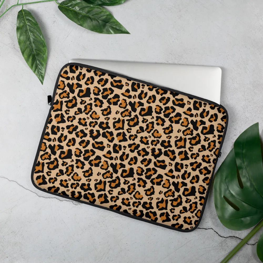 Leopard Print Laptop Sleeve Case, Animal Print Cheetah Surface Cover Macbook Air 13 15 Inch Protective Zipper Bag
