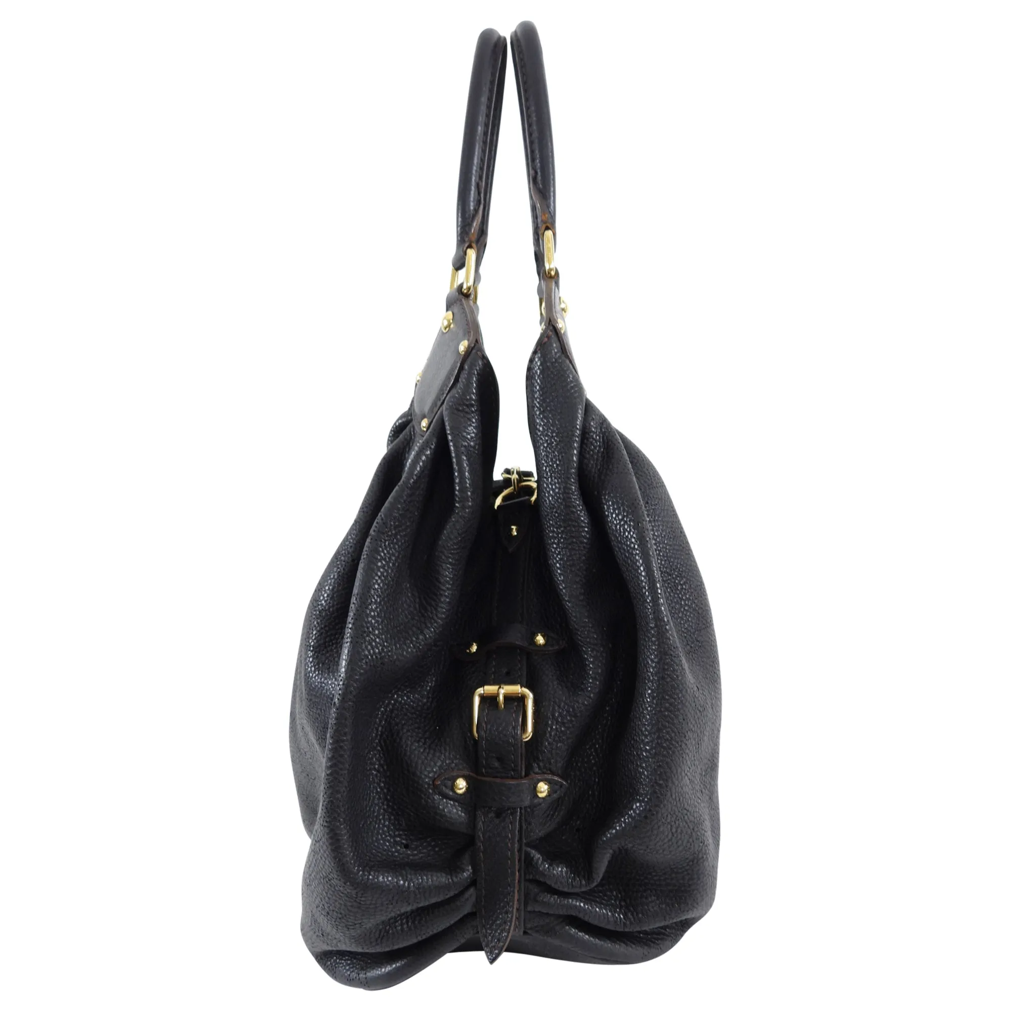 Louis Vuitton Black Mahina Leather Hobo XL