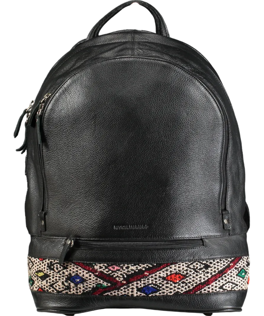 MyKilim Black Premium Leather Backpack