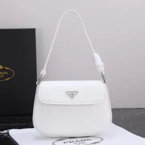 PD231  Prada Cleo Brushed Leather Shoulder Bag with Flap / 6.1x1.6x8.6inch