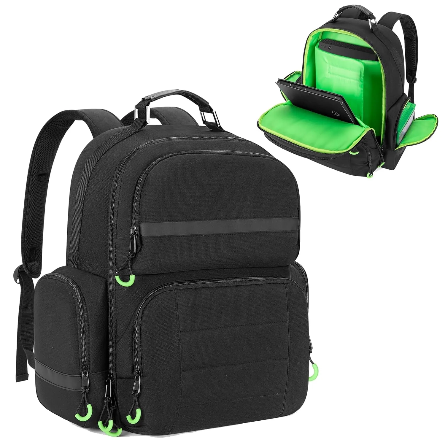 PGmoon Game Console Backpack Compatible with Xbox One/One S/ One X, Xbox Series S, Xbox 360/ 360 Slim, Travel Carrying Case Bag for 15.6 Laptop, Controllers, Cables (Patent Design)