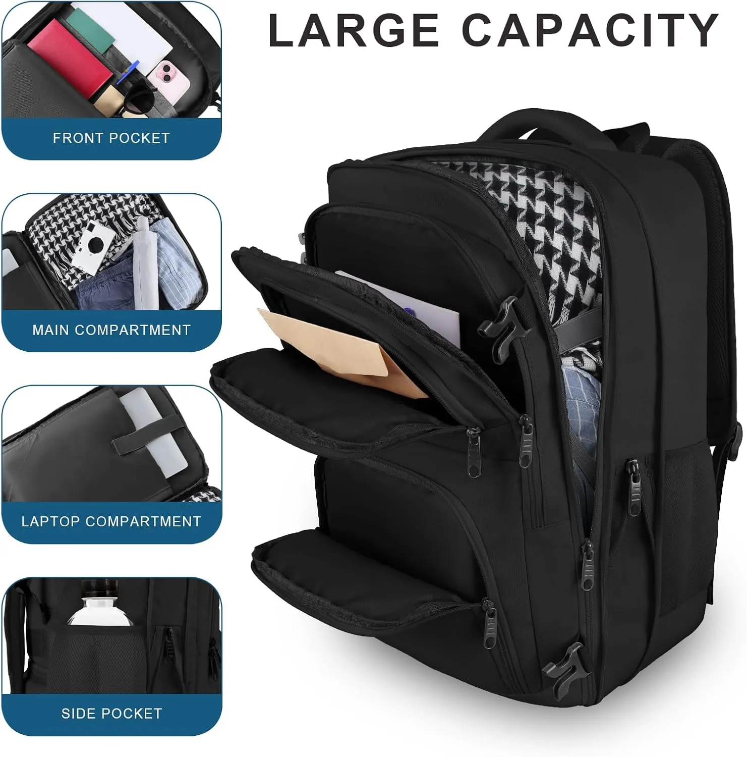 Travel Backpack for Women, 52L Carry On Backpack, Extra Large Expandable Travel Bag, 18.4 Inch TSA Flight Approved Luggage Business Daypack with USB, Teacher Traveling Rucksack, Pink
