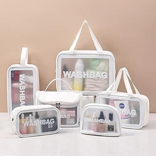 Travel Toiletry Bag for Women and Men,Makeup Cosmetic WashBag Travel Organizer for Accessories, Toiletries (White, M)