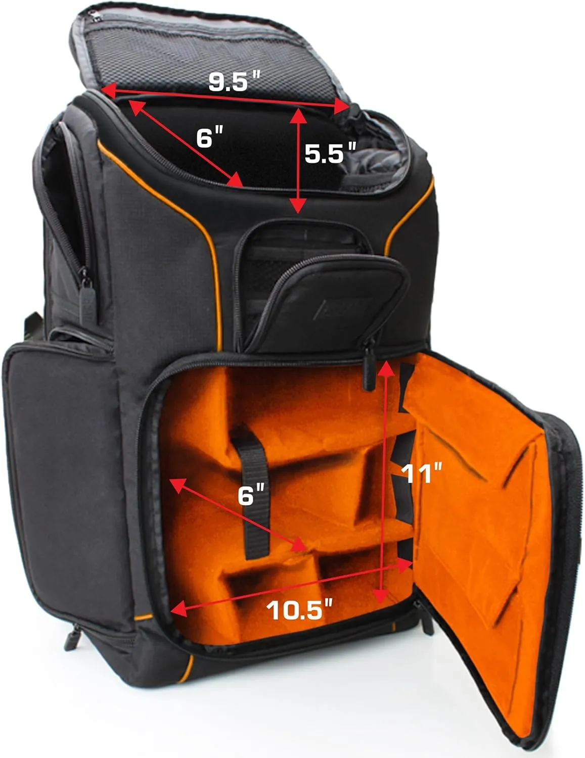 USA Gear Camera Backpack for Photographers DSLR/SLR/Mirrorless Photography Camera Bag with Laptop Compartment, Waterproof Rain Cover & Tripod Holder, Compatible with Canon/Nikon/Sony (Orange)