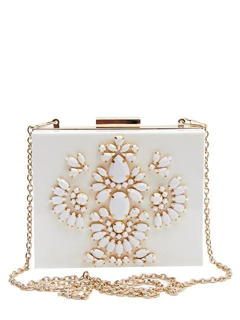 White Bling Clutch