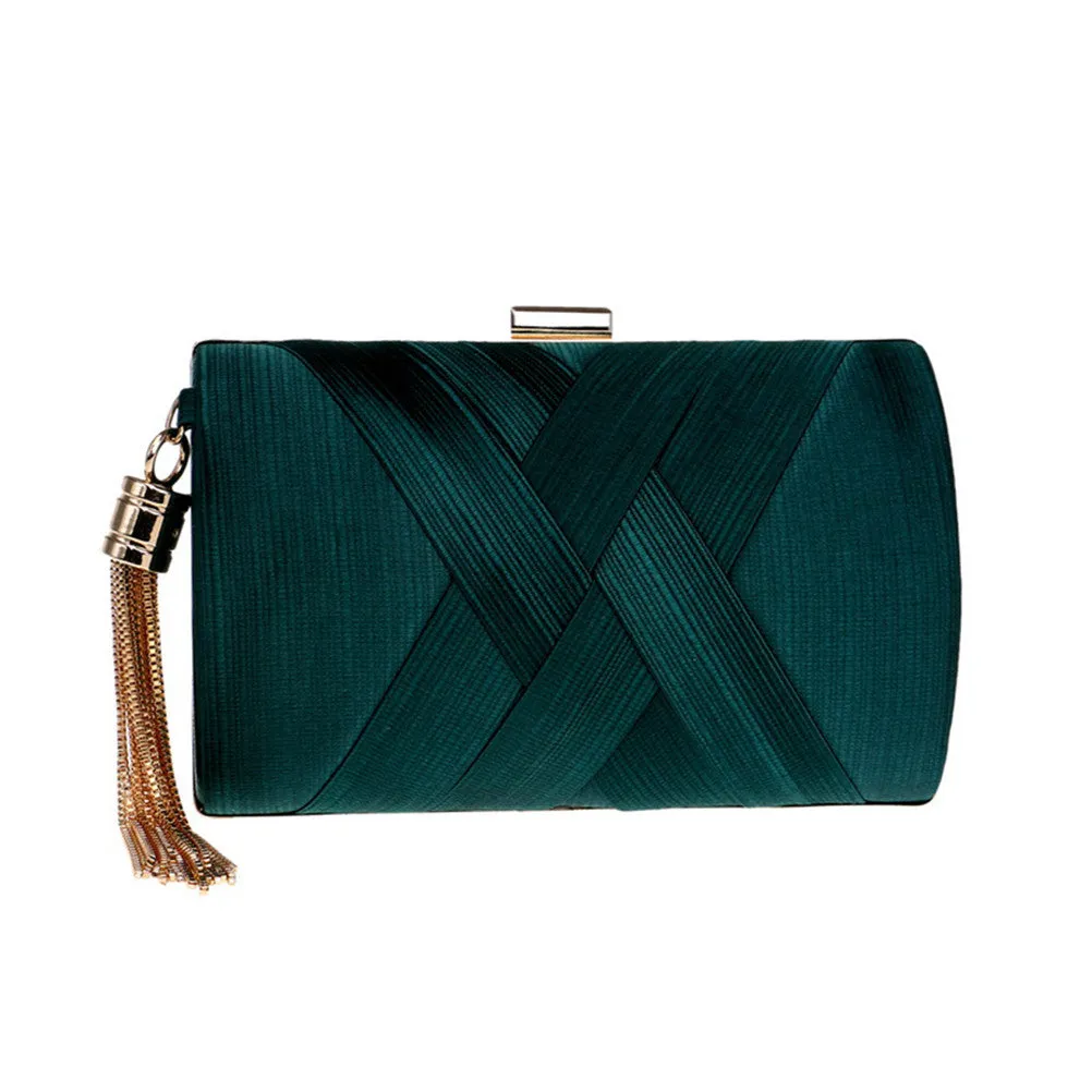 Women'S Evening Clutch Bag Stain Fabric Bridal Purse For Wedding Prom Night Out Party