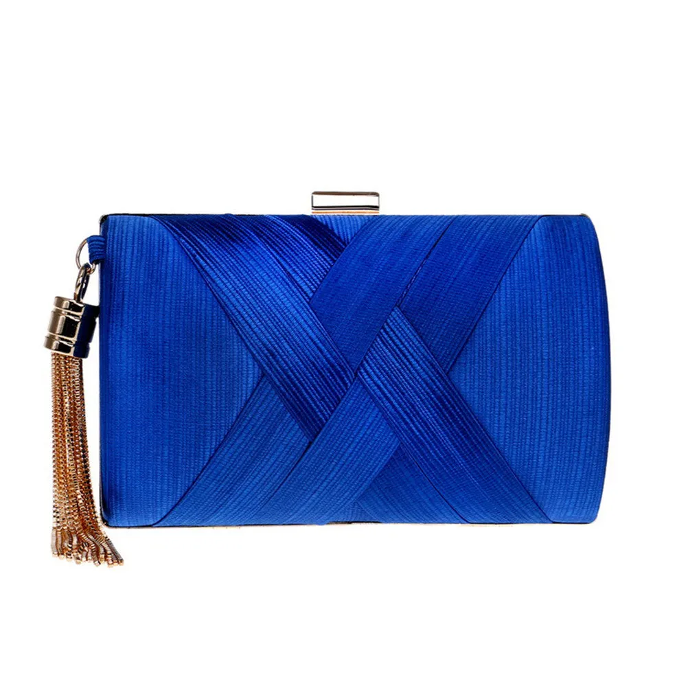 Women'S Evening Clutch Bag Stain Fabric Bridal Purse For Wedding Prom Night Out Party
