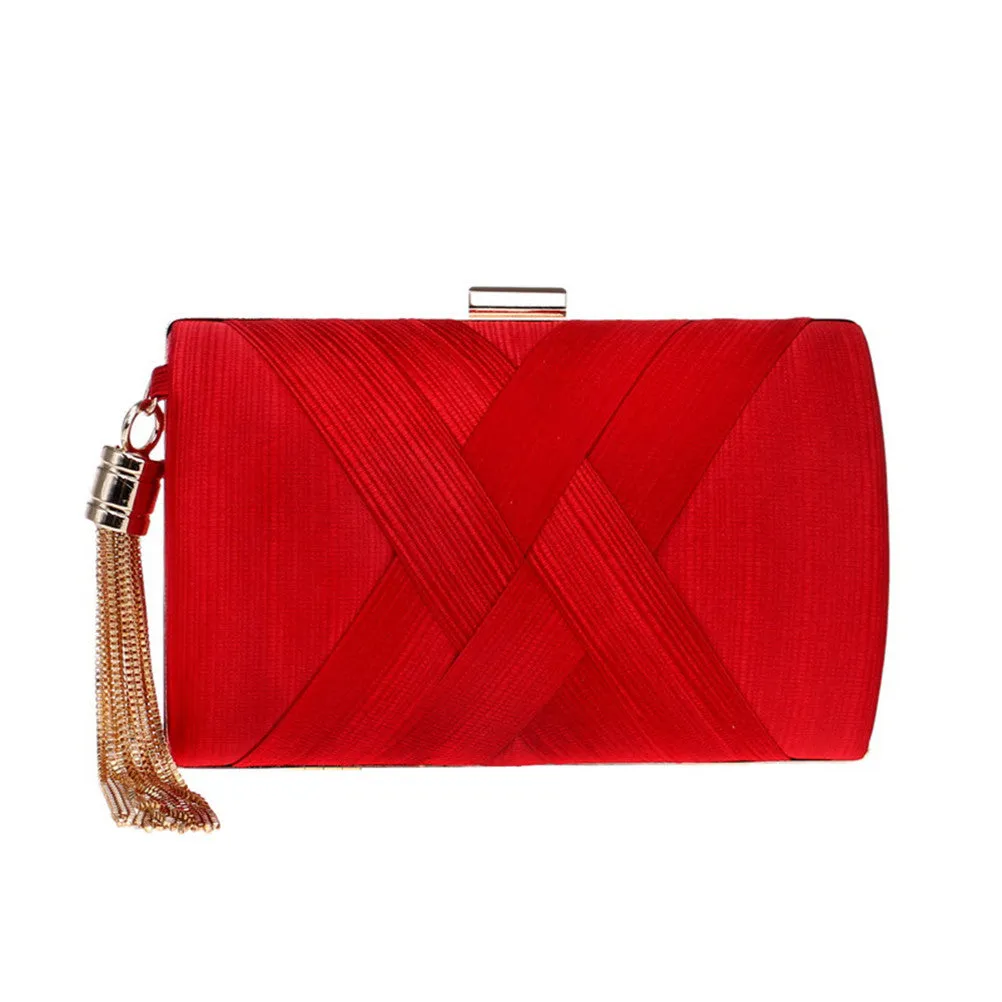 Women'S Evening Clutch Bag Stain Fabric Bridal Purse For Wedding Prom Night Out Party