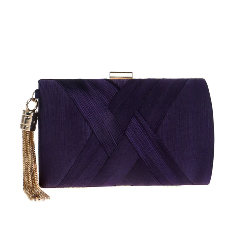 Women'S Evening Clutch Bag Stain Fabric Bridal Purse For Wedding Prom Night Out Party