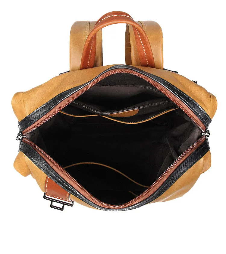 YAAGLE Genuine Leather Unisex Casual Outdoor Travel Backpack YG7260
