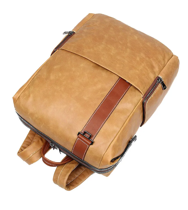 YAAGLE Genuine Leather Unisex Casual Outdoor Travel Backpack YG7260