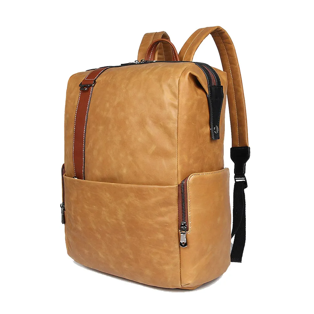 YAAGLE Genuine Leather Unisex Casual Outdoor Travel Backpack YG7260