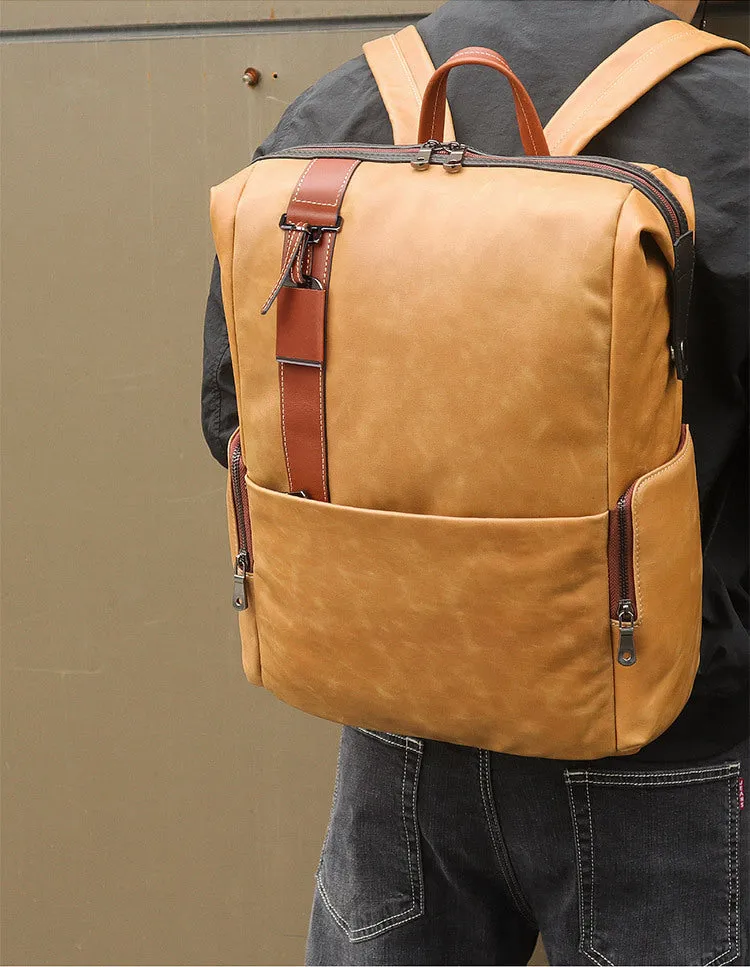 YAAGLE Genuine Leather Unisex Casual Outdoor Travel Backpack YG7260